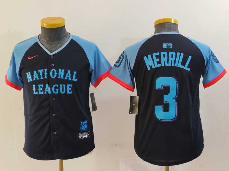 Youth San Diego Padres #3 Jackson Merrill Navy 2024 All Star Limited Stitched Jersey->2024 mlb all-star->MLB Jersey